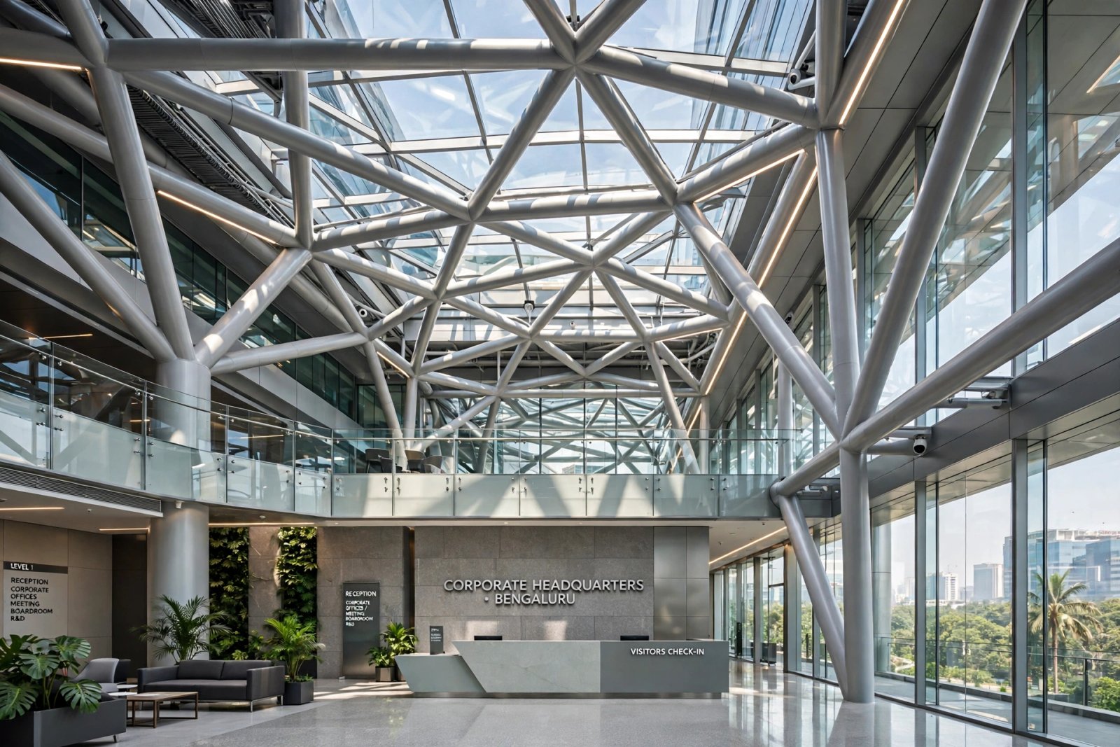 Curved Diagrid Skylight Dome & Facade Steel