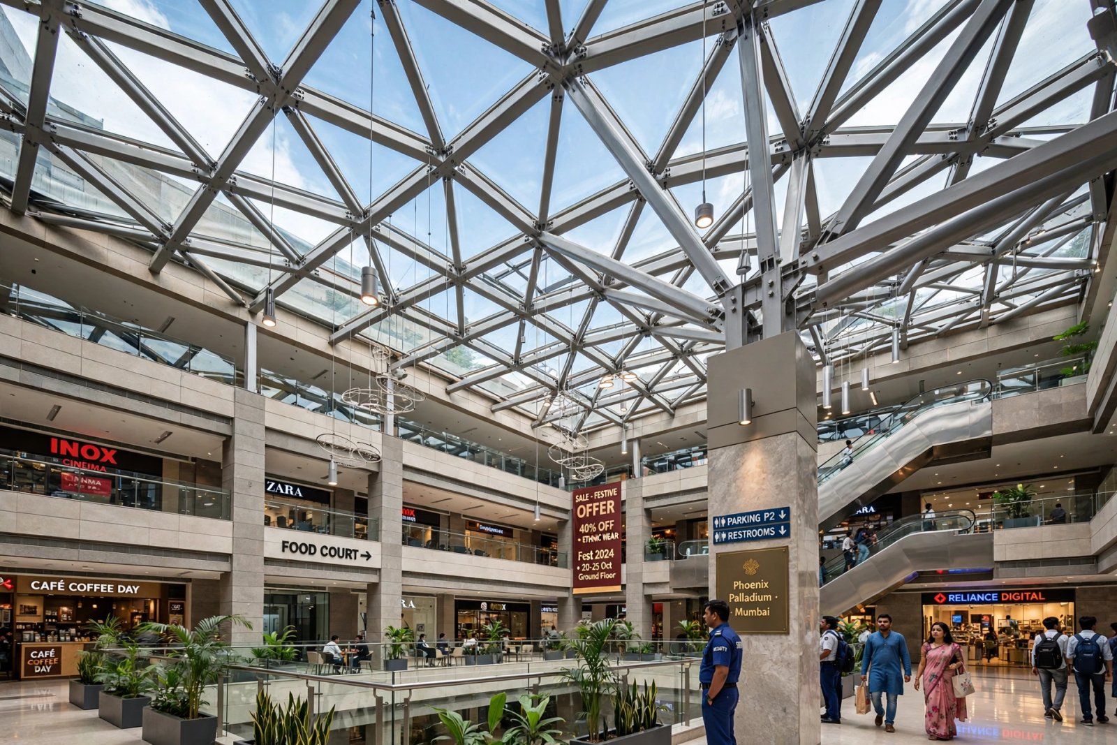 Sculptural Steel Atrium Space Frame